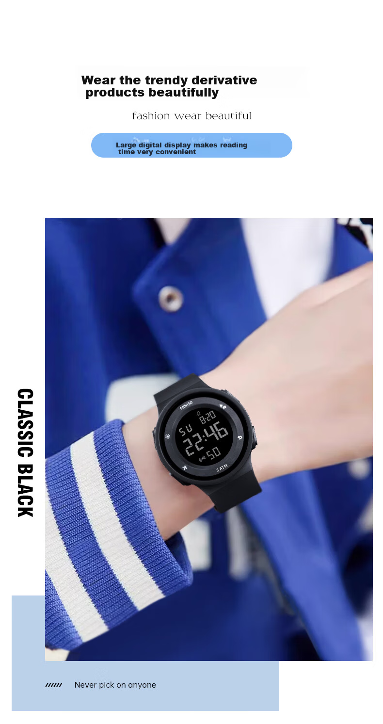 MINISO Sports Waterproof Digital Watch for Kids Teens Alarm Clock Genius Children Timepiece Gift 4
