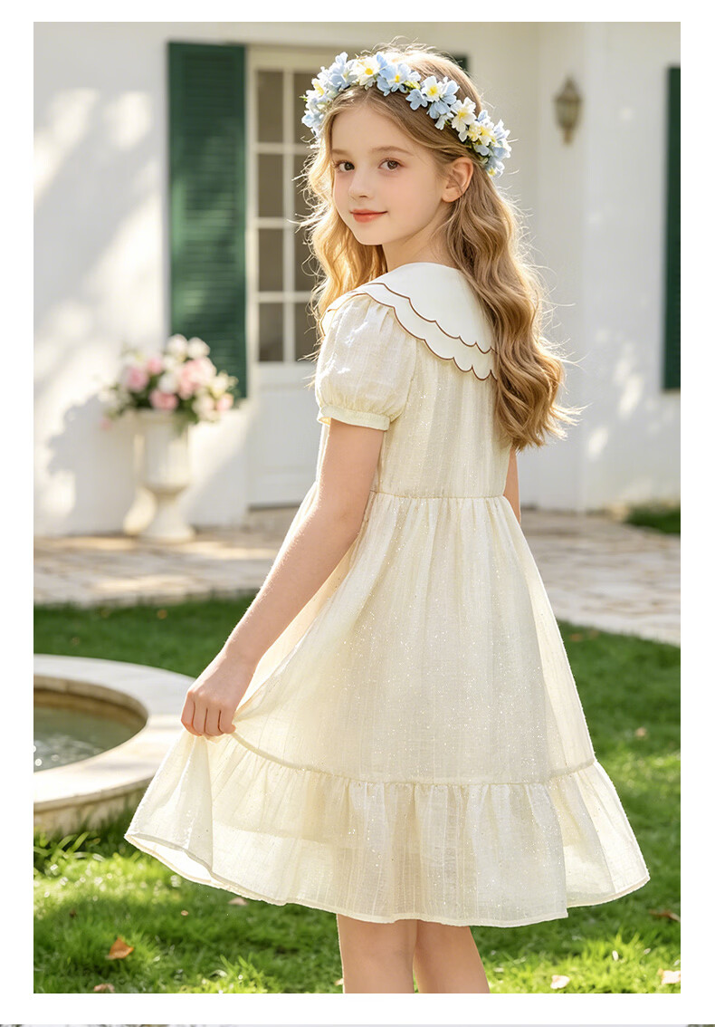 Disney Girls' Tencel Dress Summer Lightweight Princess Dress for Older Children EQ083 Blue 160cm 11