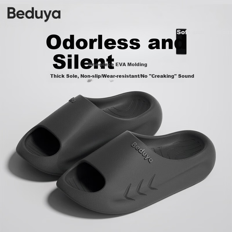 Beiduo Yang Men's Summer High-End Sports Durable Thick-Soled Non-Slip Outdoor Beach Slippers Black 36-37