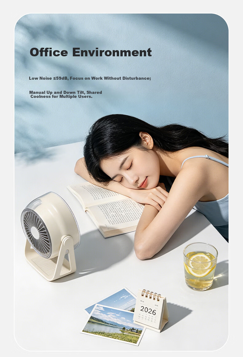 PHILIPS Desktop USB Small Fan Quiet Office Student Dormitory Rechargeable Wireless Home Large Air Circulation Fan ACR2122DF 10