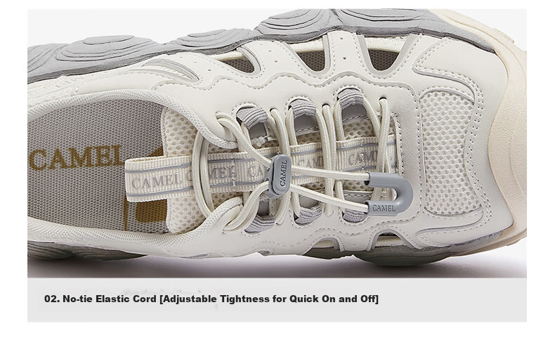 CAMEL Lemon Cute Outdoor Women's Hollow Sandals Thick Sole Beach Sports Shoes L26M202032 Beige/Gray 37 24