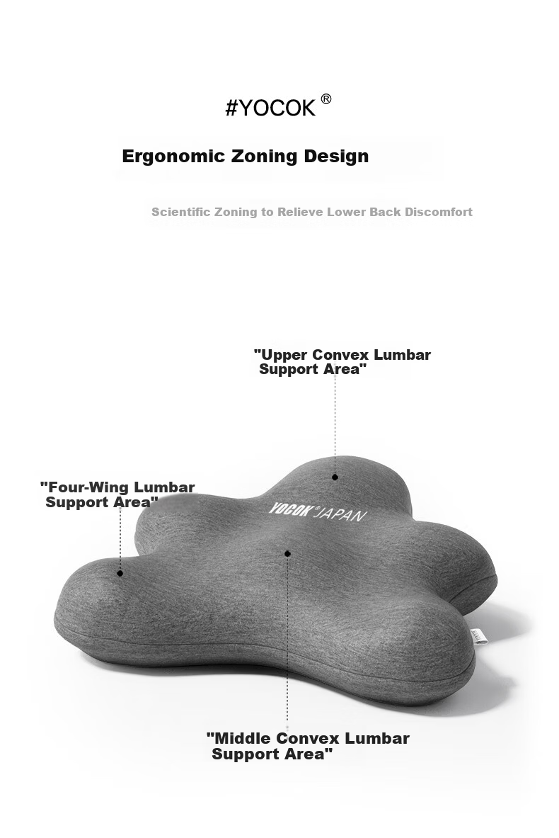 YOCOK Lumbar Support Cushion Pillow Office Chair Waist Pillow Car Seat Cushion Long Sitting Lumbar Support Blue Version 9