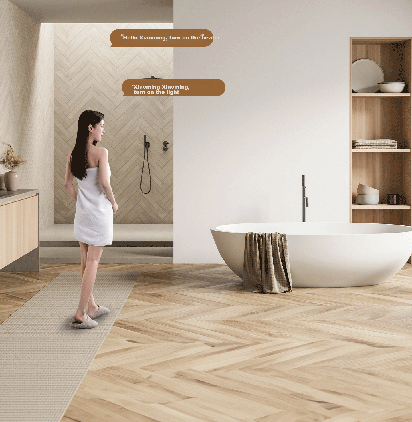 Foshan Lighting Smart Thermostatic Warm Air Bathroom Heater with Lighting and Exhaust, Ring-shaped OH Ion Sterilization, AI Voice Control X1 18