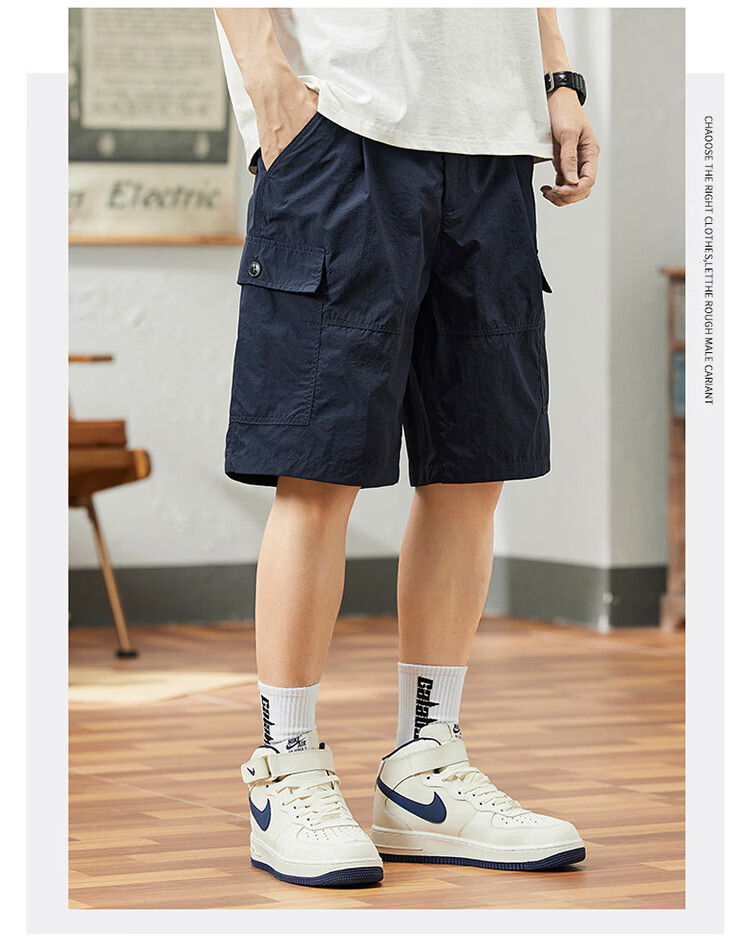 JEEP Men's Summer American Style Ice Silk Cargo Loose Straight Five-Point Shorts Khaki 31 21