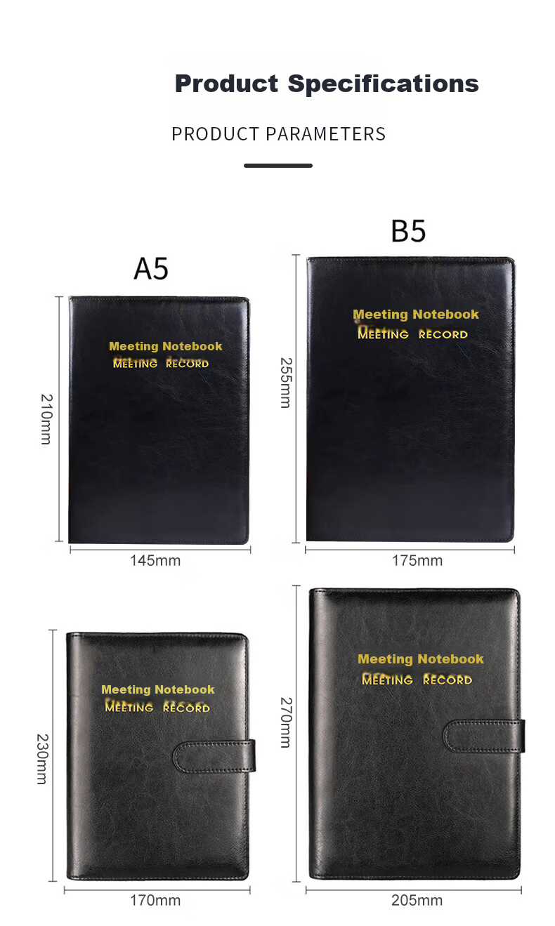 Chaoyou Custom Corporate Meeting Notebook A5 Loose-leaf Notepad Card Insert B5 Business Buckle Gold-stamped Leather Journal A5 Paperback Meeting Minutes 03 8