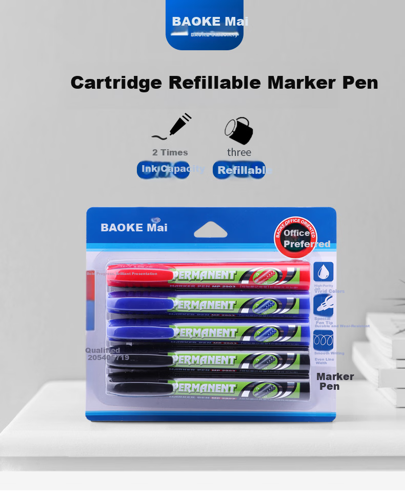 BAOKE White Oil-Based Marker Pen Quick-Dry Waterproof Oil Marker Logistics Marker Pen Durable Ink Student Office Stationery 12pcs/Box MP2907 1