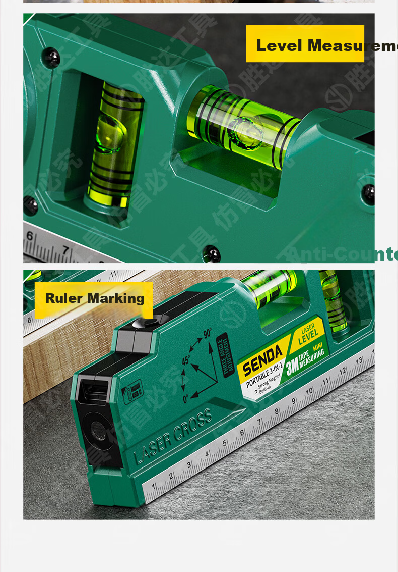 Shengda Laser Level High-Precision Electronic Spirit Level Strong Magnetic Green Laser Measuring Instrument Slope Ruler Line Projector 4