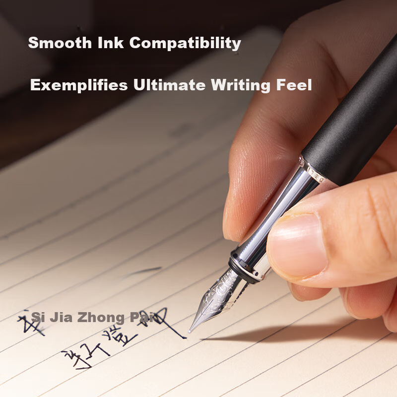 Deli Jiyue Office Fountain Pen, Swan Tail Black F Nib, High-End Business Pen Set, Signature Pen Set, Calligraphy Practice, Teacher's Day/Graduation Gift, A5 F Nib with Silver Clip, College Entrance Exam