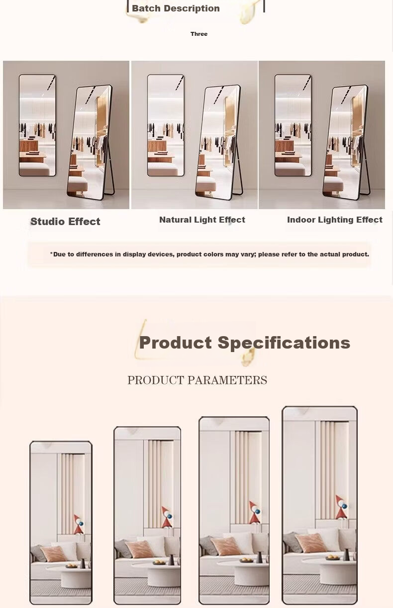 Puang Full-Length Mirror Floor Mirror Dressing Mirror Hanging Door Mirror Clothing Store Fitting Room Explosion-Proof Aluminum Alloy Wall Mirror 40*150cm 11