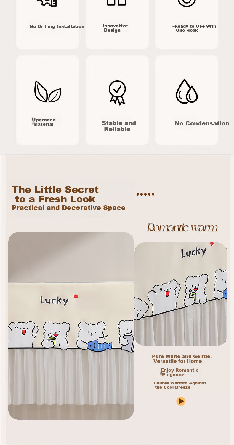 Youjia Premium Air Conditioner Wind Deflector Curtain Anti-Direct Blow Shield Dust Cover Curtain Meteor Shower 2