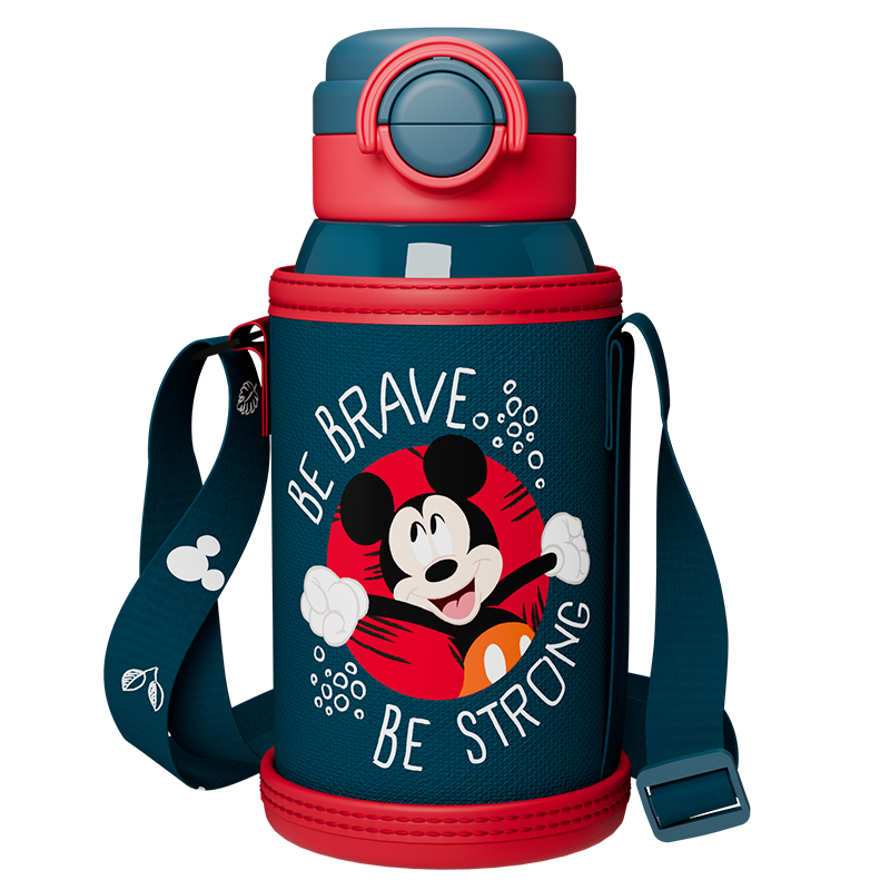 Disney Children's Insulated Cup, 316 Stainless Steel Straw Direct Drinking Water Bottle, Kindergarten And Primary School Student Dual-Use Water Bottle, 650ml Mickey Mouse Desig