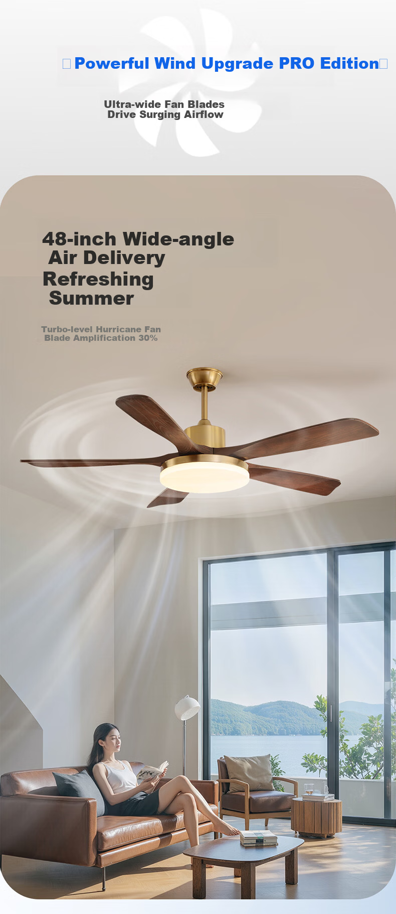 HP Eye-Care LED Vintage Style Remote Dimmable Integrated Ceiling Fan Light Zhongshan Lighting with Installation Package 4
