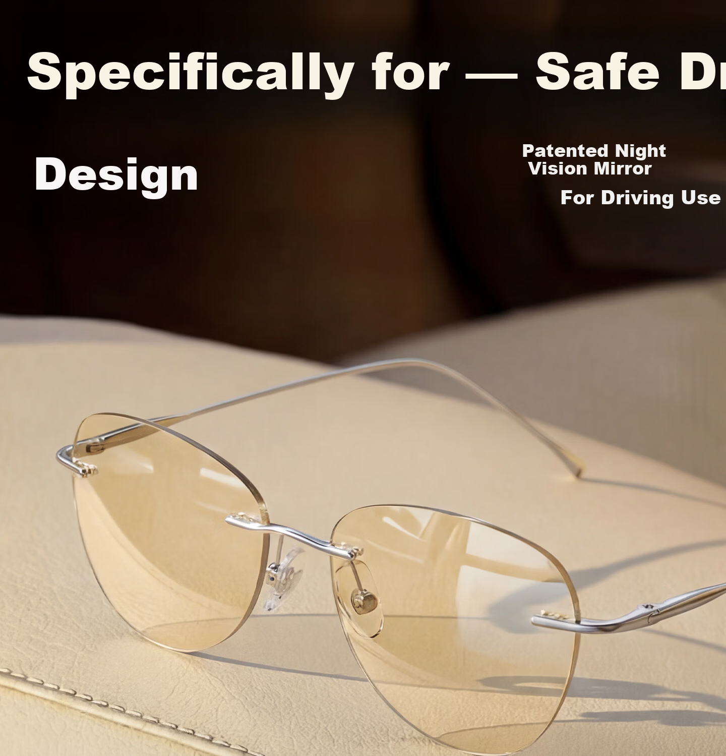 CAPONI Frameless Titanium Night Vision Sunglasses Women Photochromic Day and Night Dual-Use UV Protection Driving Sunglasses Men 1