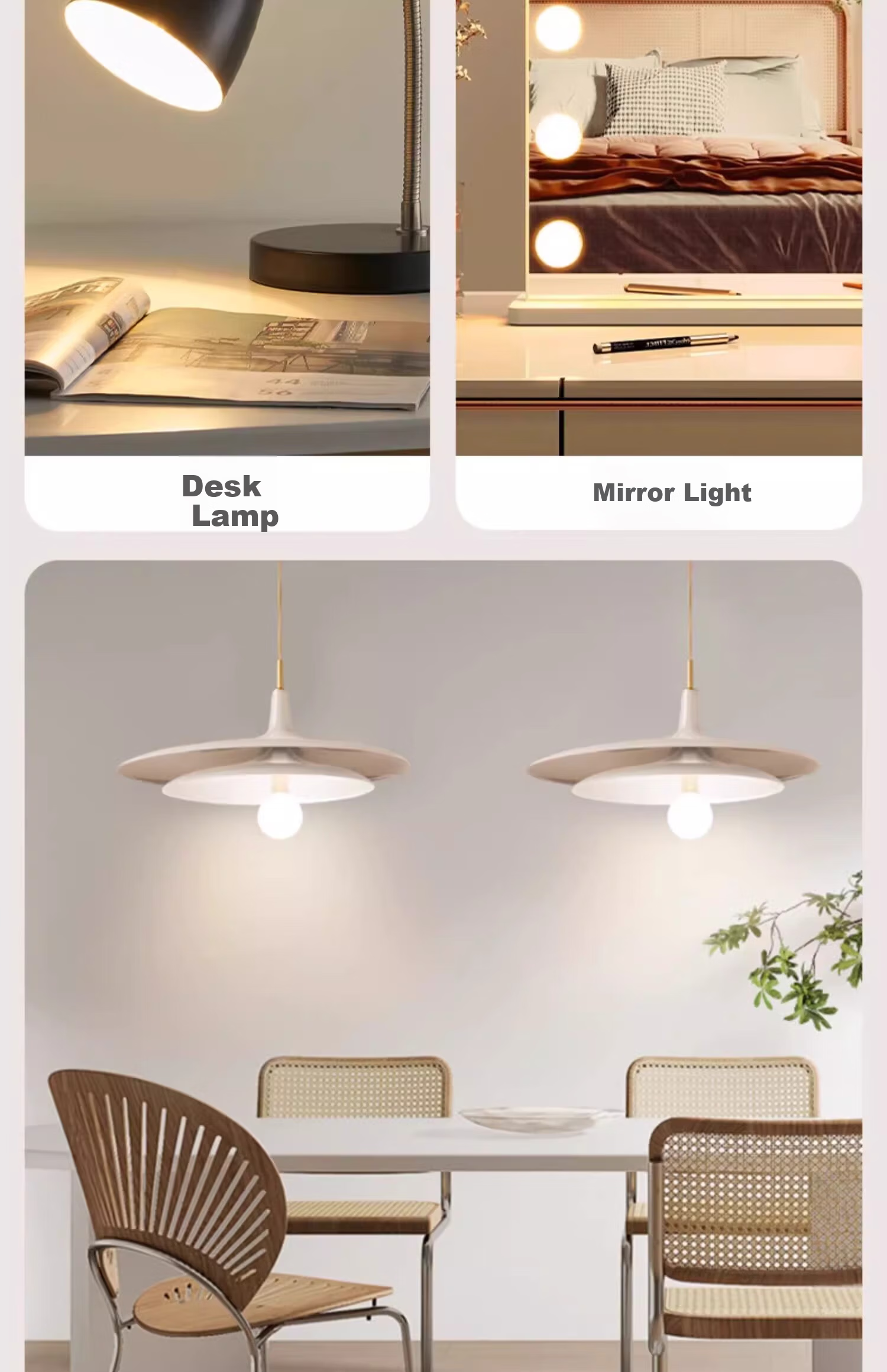 Labota Eye Protection LED Bulb Full Spectrum Dragon Ball Bulb Three-Color Light Study Desk Lamp Bulb E27 Screw Base 15W Three-Color 24