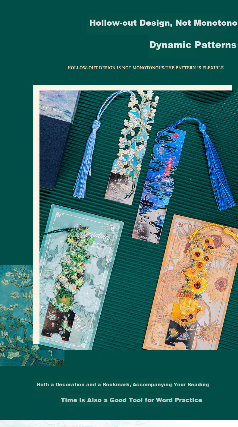 Tianshun Vintage Oil Painting Bookmark High-End Exquisite Metal Van Gogh Bookmark Classical Creative Aesthetic Birthday Gift for Girls Cultural and Creative Student School Opening Reward Simple Packag 7