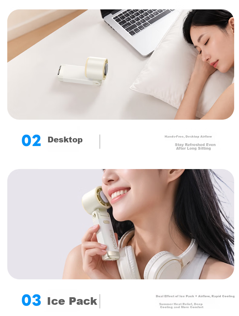 AIMIKU Skin-Friendly Silicone Handheld Mini Fan Student Silent Foldable High-Speed Turbo Fan Office Desktop Small Portable Long Battery Life USB Rechargeable 21