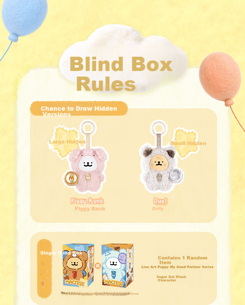 Funism Playful Line Small Dog Vinyl Plush Series Blind Box Pendant Doll Figurine Birthday Gift for Men and Women Single Piece 24