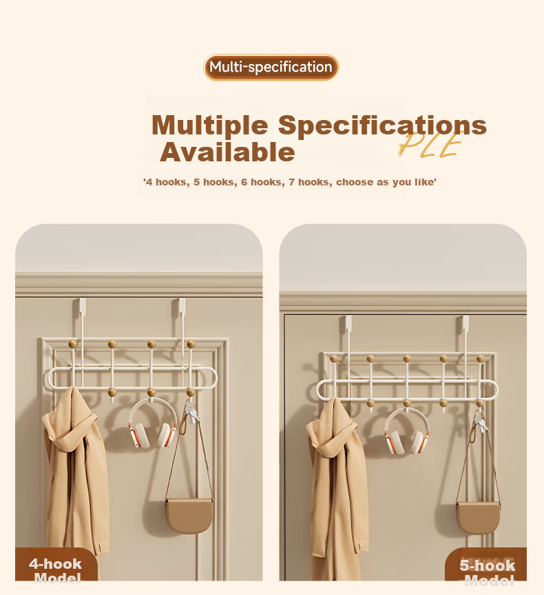 Baicaoyuan Double-Layer Over-the-Door Hook Rack No-Drill Bedroom Door Storage Hanger Bathroom Door Back Hook 6