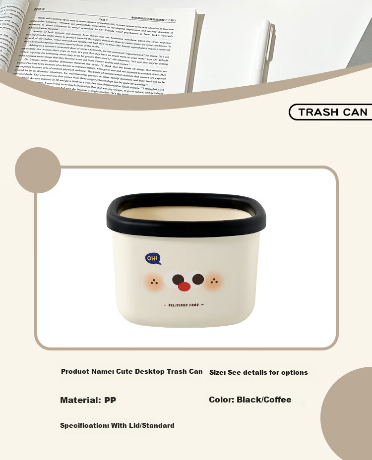 Class 3-2 Realistic Educational Kids Toy Mini Desktop DIY Trash Can Pretend Play Gift for Boys and Girls 2