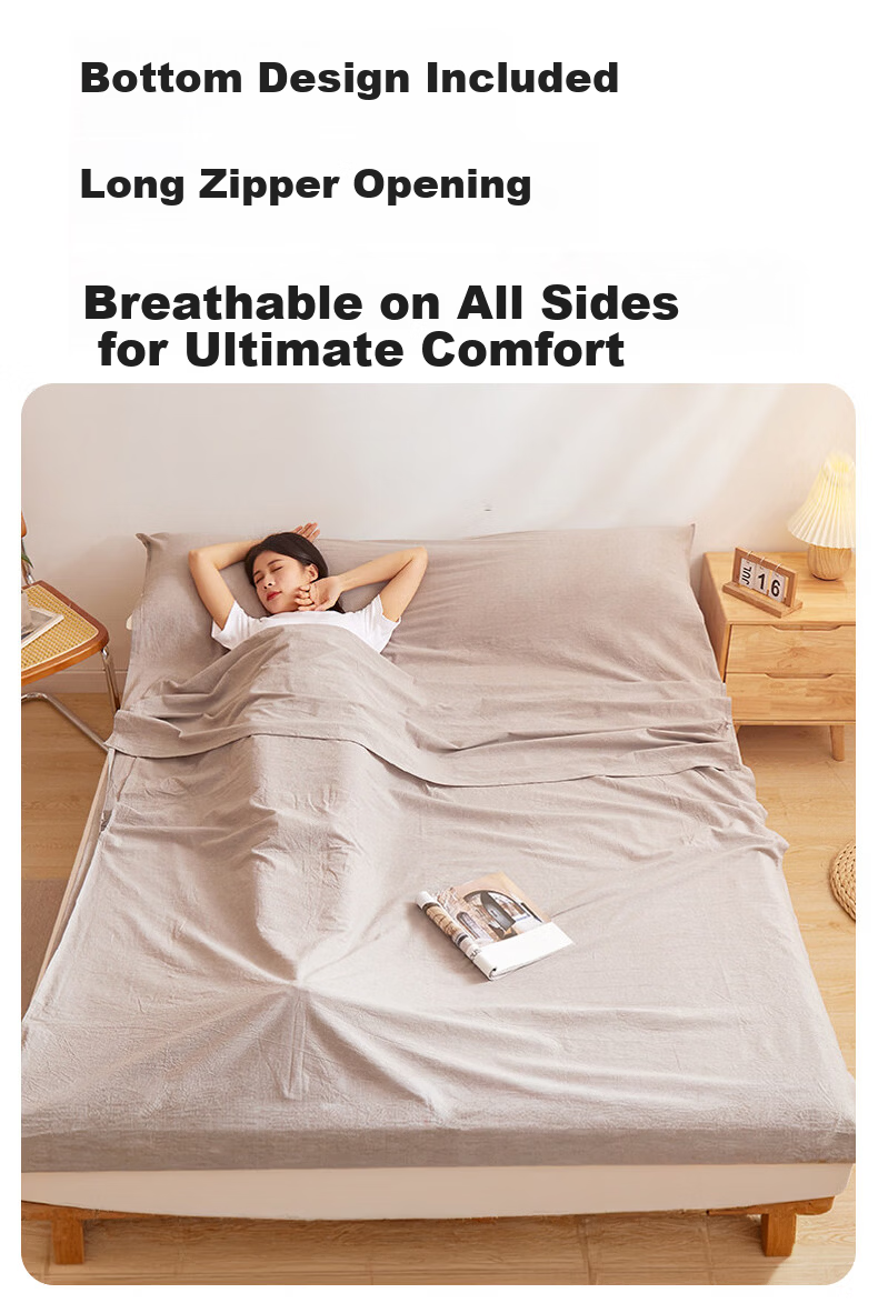 MUJI Class A Pure Cotton Hotel Anti-Dirt Sleeping Bag Full Cotton Travel Portable Bed Sheet 200*210cm 5