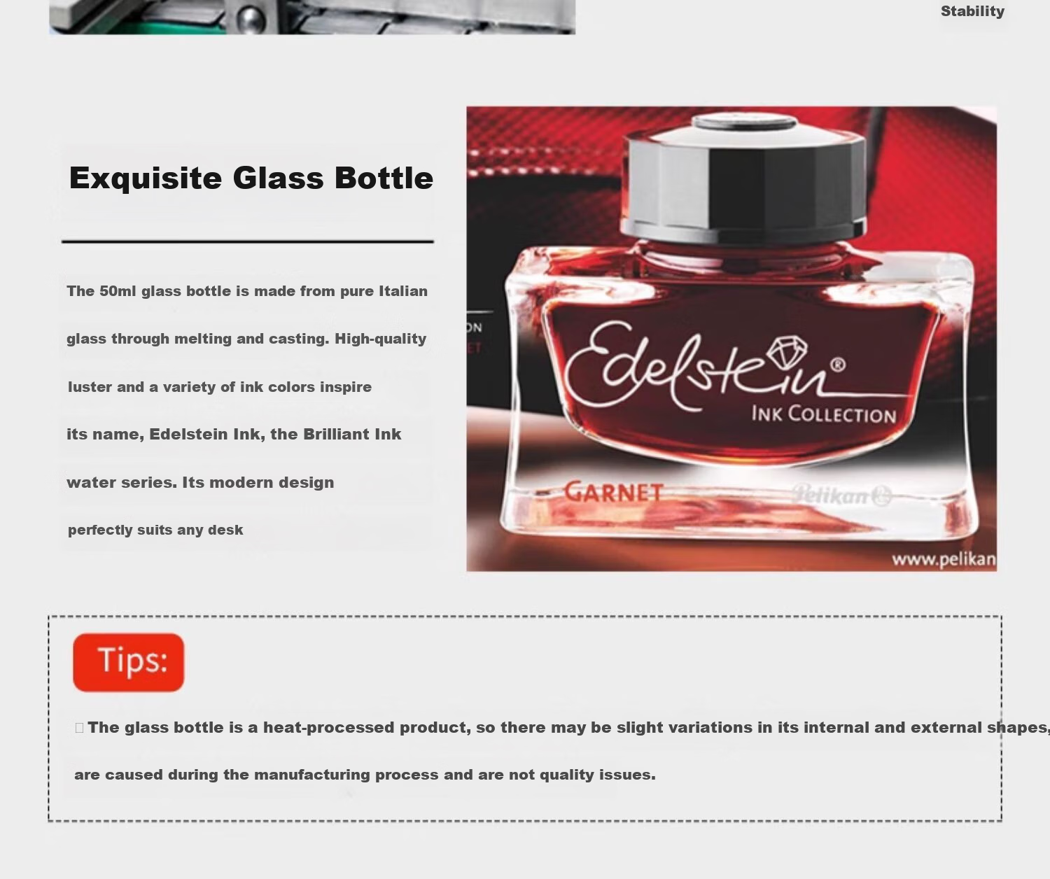 Pelikan Edelstein Ink 50ml Large Bottle Natural Mineral Non-Carbon Fountain Pen Ink Agate Black 13