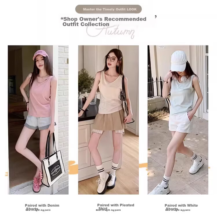 Langsha Cooling Snowflake Cotton Women's Vest Spring Loose Fit Side Coverage Camisole Sleeveless Casual Lazy Style Top 5