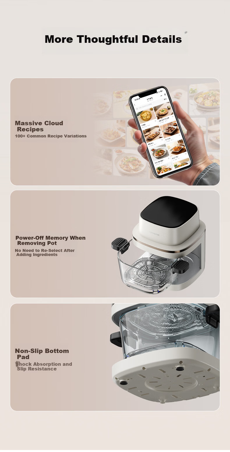 Joyoung Air Fryer, 2026 New Space Capsule Design, All-Glass, Zero Coating, Stainless Steel, Visible Touchscreen, No Flipping Required, 5.8L Capacity, Multi-Functional Home Use [Same Model As Used in Food Competitions] 22