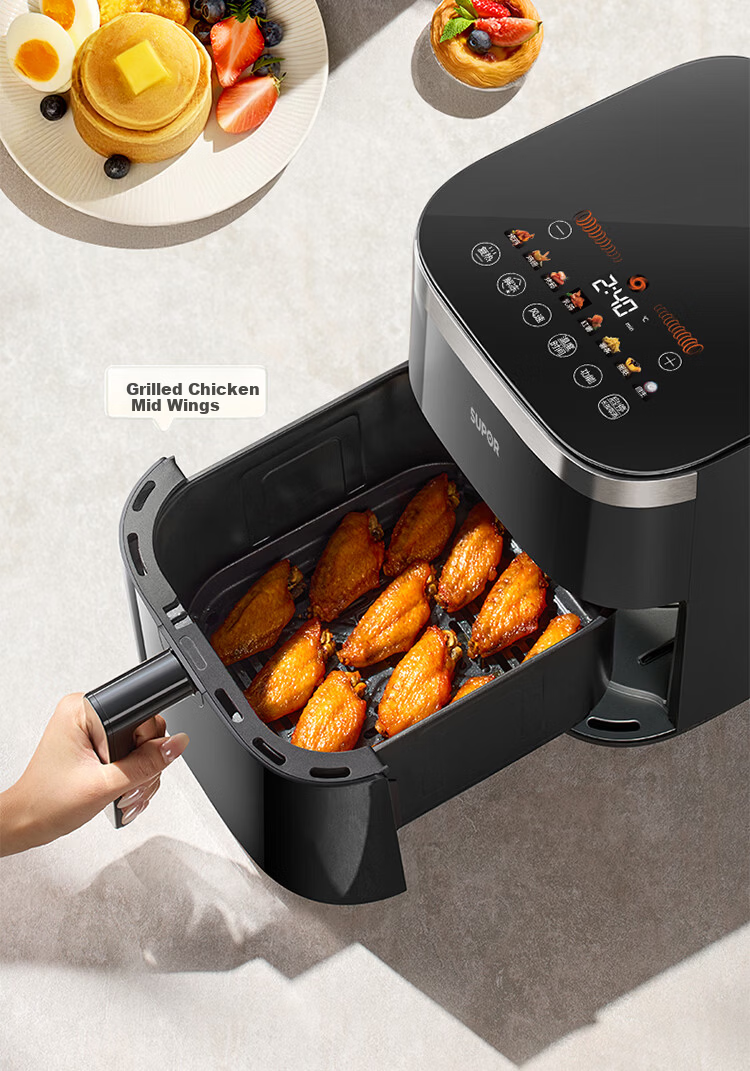 SUPOR Tornado Air Fryer Dual Heat Source 6.5L Fully Automatic Fryer and Oven Titanium New Steam Tender Fry KD65D852 26
