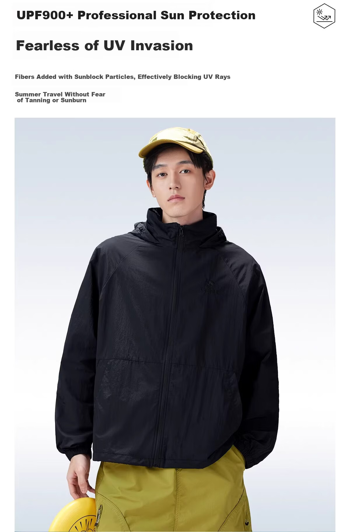CAMEL Outdoor Sun Protection Jacket 2026 Spring Summer New Windproof Breathable Men's Hooded Water-Repellent Sports Coat 5016 2