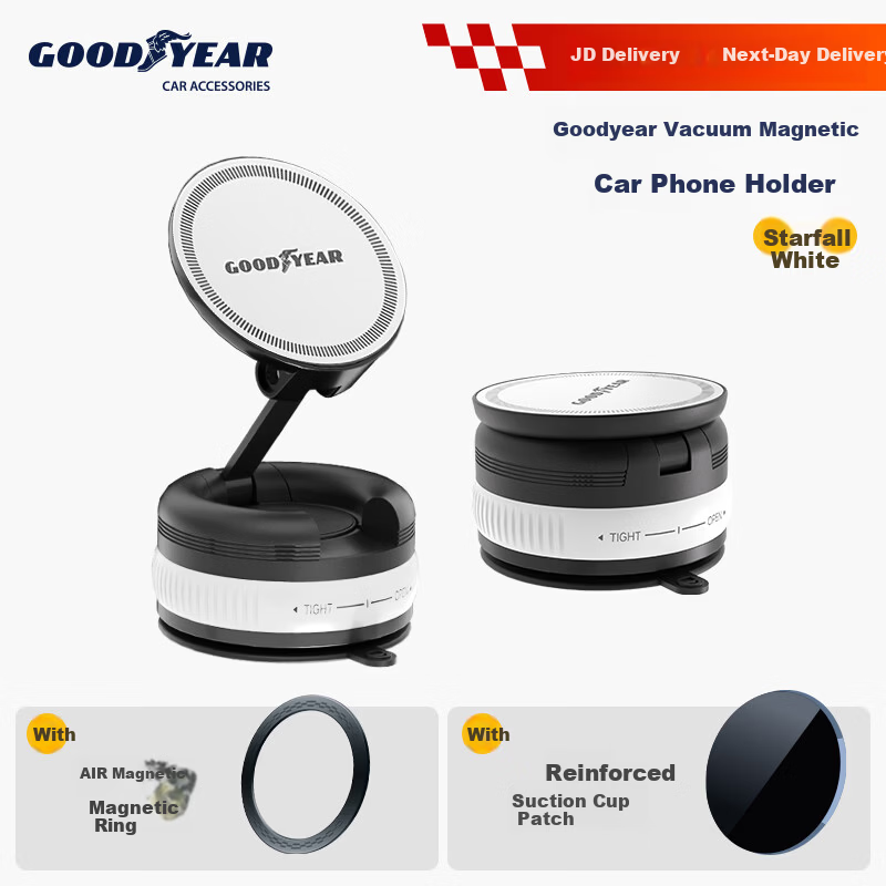 Goodyear Car Magnetic Phone Holder Vacuum Suction Cup Universal Dashboard Mount for Navigation Multi-Scene Use