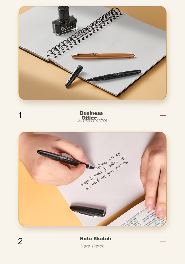 Pimio Fountain Pen And Signature Pen Set for Elementary School Students Grades 4-6, Beginner Writing Practice Stationery Set, 606 Ink Gift Box Graduation Present, Gold 3