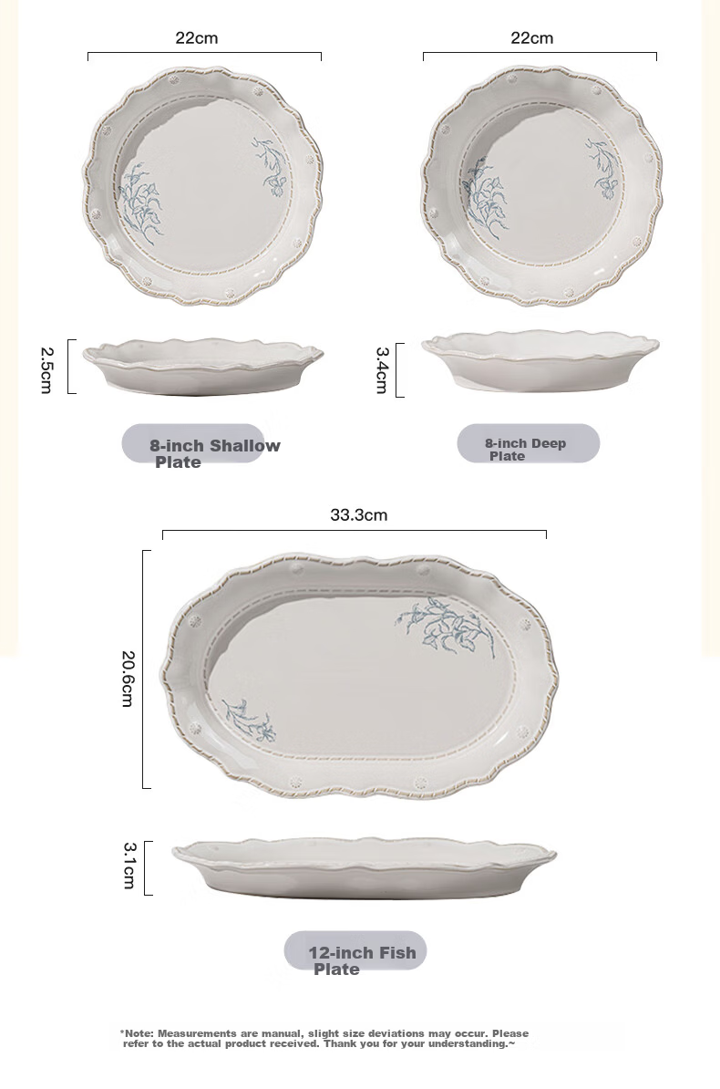 TREEJACK Lily of the Valley French Style Bowl and Plate Set Luxury Home Tableware 2025 New Arrival Dinnerware Set 12
