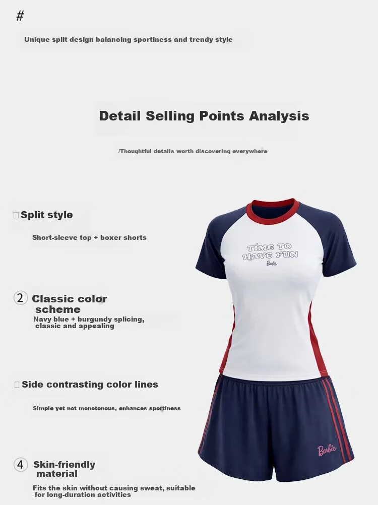 Babib Split Swimsuit for Women Plus Size Slimming Two-Piece Swimwear Vacation Sports Style 5