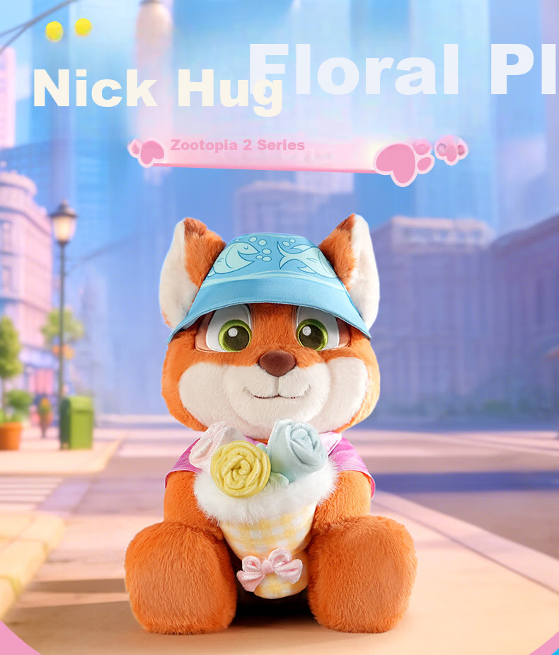 Disney Zootopia 2 Nick Plush Doll with Flower Bouquet Stuffed Toy Children's Day Gift for Girls 2