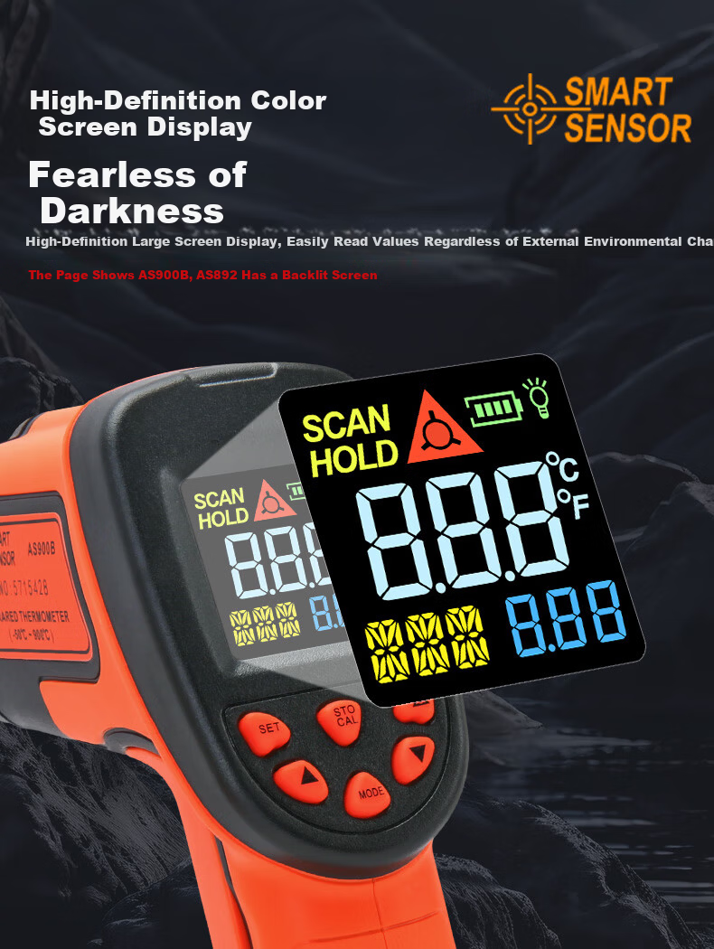 CEM Infrared Thermometer Industrial Temperature Gun High-Precision Thermometer Home Kitchen Baking Oil Temperature Gun AS-852B+ 11