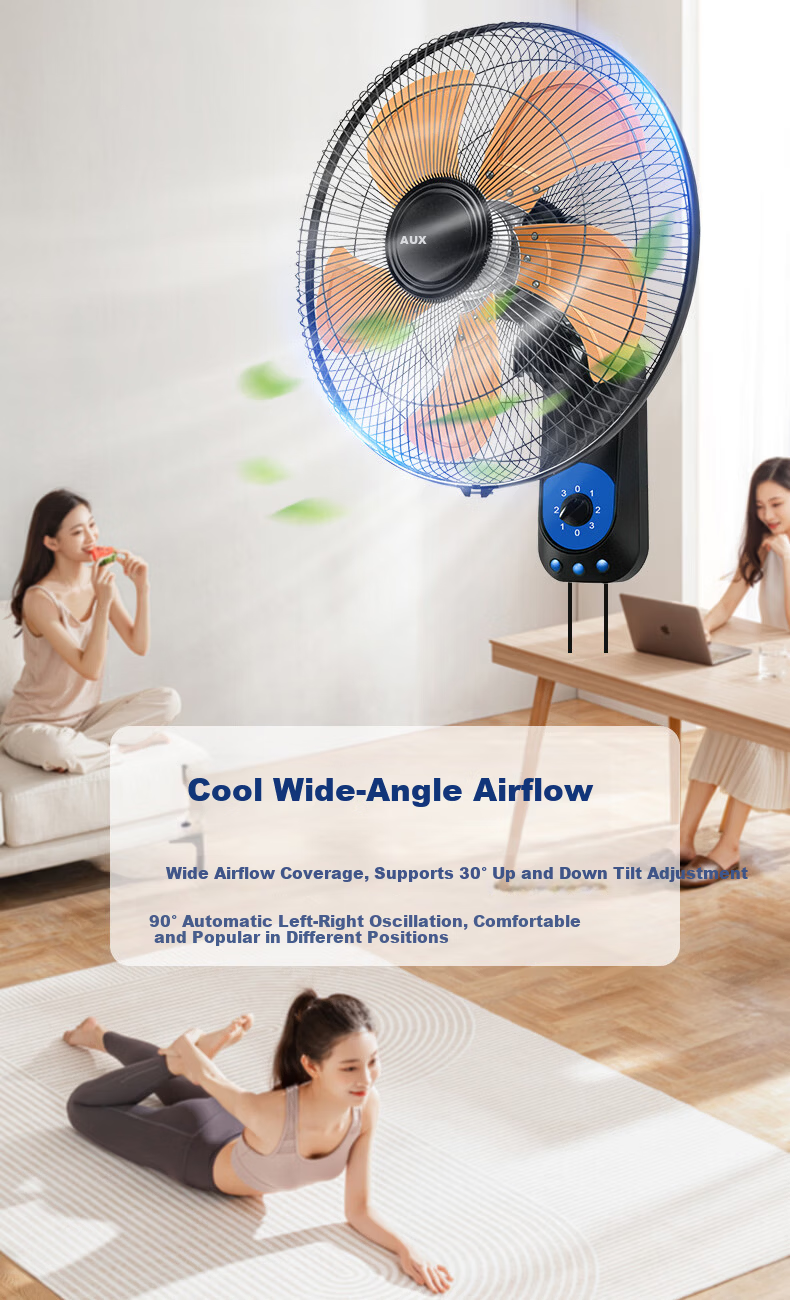 AUX Electric Fan / Five-Blade Wall Fan / Industrial Home Wall-Mounted Fan / High Airflow Wall Fan / Metal Blades FW-45-C1803 5