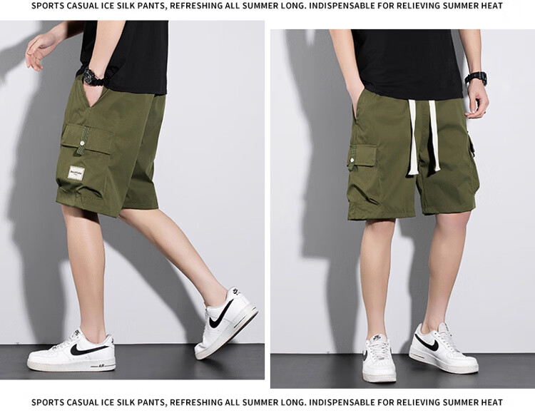 GLM Men's Summer Casual Cargo Shorts Loose Fit Trendy Five-Point Pants 19