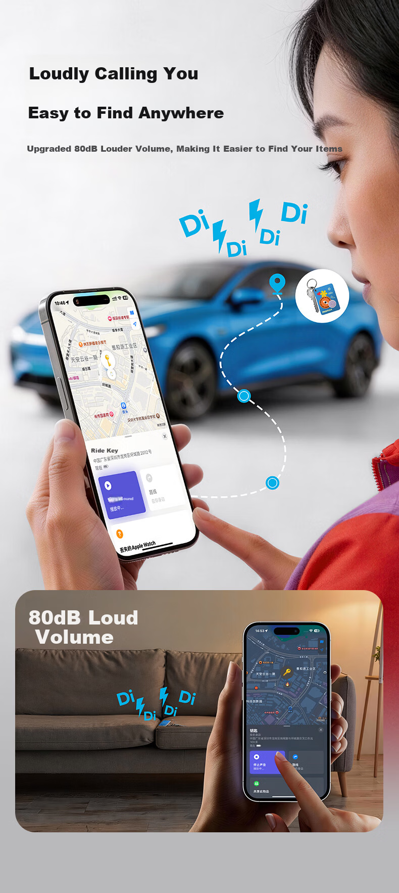 Momax 2026 Mini Rechargeable Tracker AirTag Apple Certified Global Finder for iPhone Kids Elderly Pets Keys Bicycle Backpack White 5