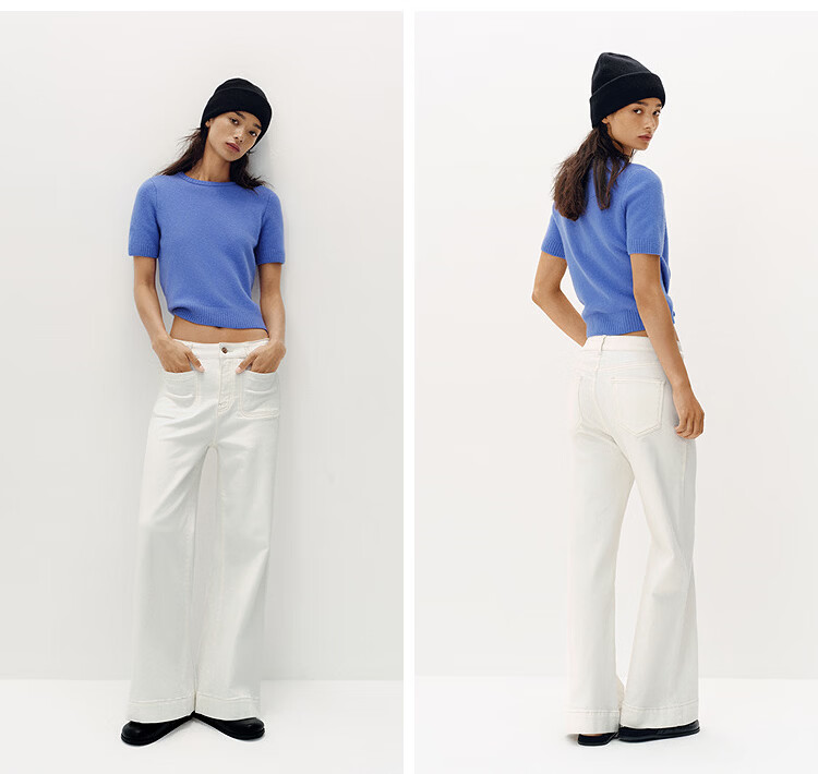 Semir Senrou Women's Denim Jeans Autumn Loose Fit Long Pants Slimming Leg-Lengthening Wide-Leg Trousers 103525124011A 35