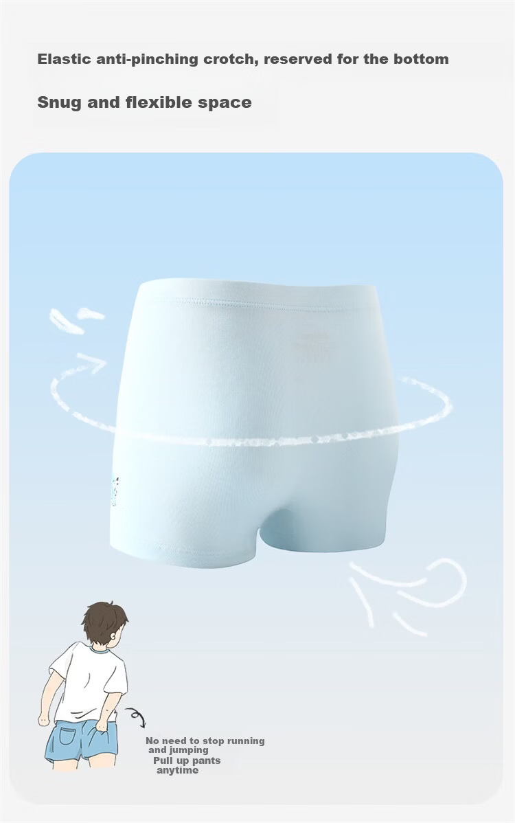 Jiusuiban 7A Antibacterial Boys' Children's Underwear Silk Crotch Cartoon Boxer Briefs Cotton High Elastic Sports Shorts for Toddlers and Kids 6