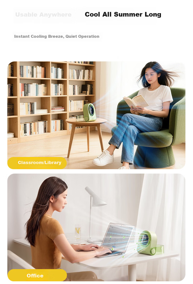 PolarBees Arctic Bee 100-Speed Hurricane Negative Ion Purification Desktop Portable Circulating Fan Silent Office Student Dorm USB Rechargeable Long Battery Life 11