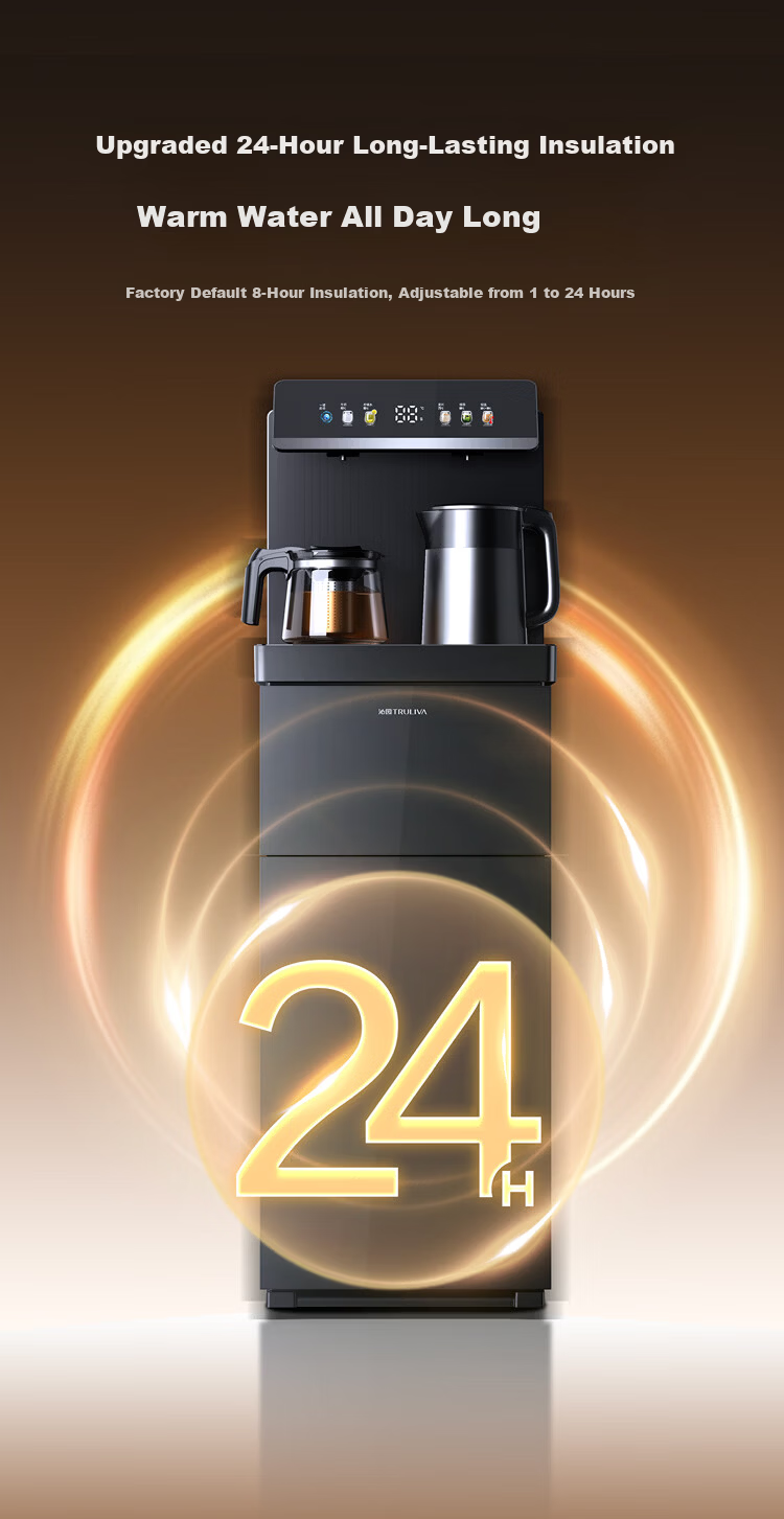 TRULIVA Tea Bar Machine Living Room Home Water Dispenser Multifunctional Hot and Cold Intelligent Tea Bar Cabinet Bottom-Load Water Bucket Fully Automatic Vertical Kettle Tea Maker National Subsidy YT 23
