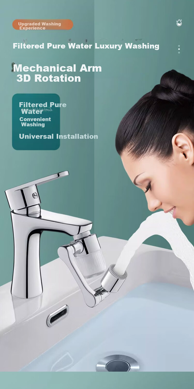 Delr [28 Years Brand] Faucet Extender Bathroom Basin Face Washing Filter Splash-Proof Water Purifier Mechanical Arm Universal Joint 1