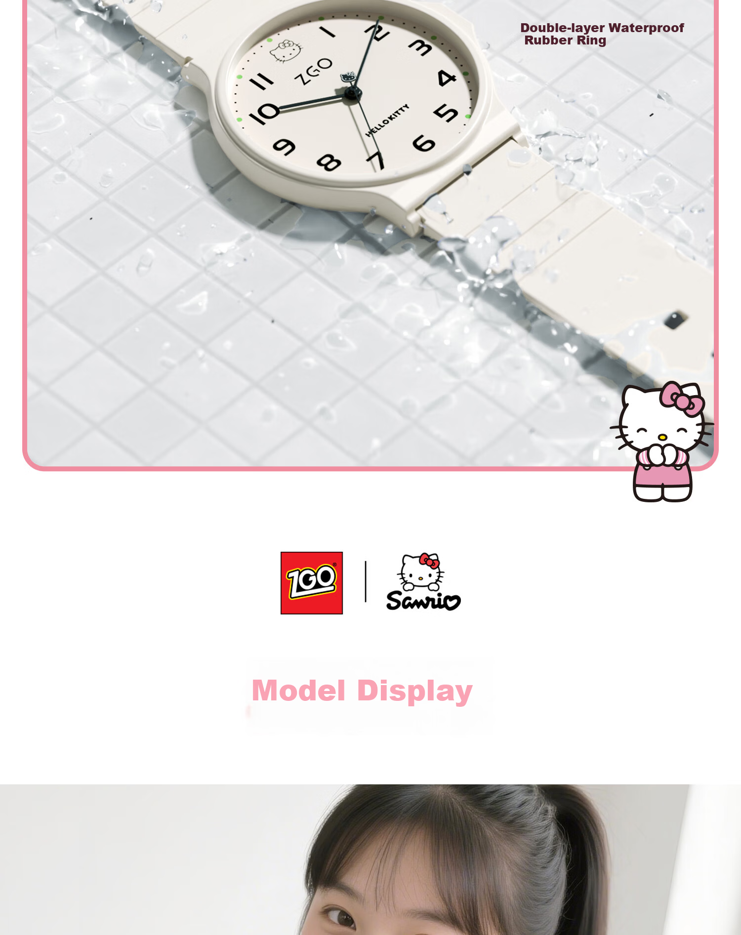 Hello Kitty Student Exam Watch for Girls Middle and High School Quiet Quartz Movement 8