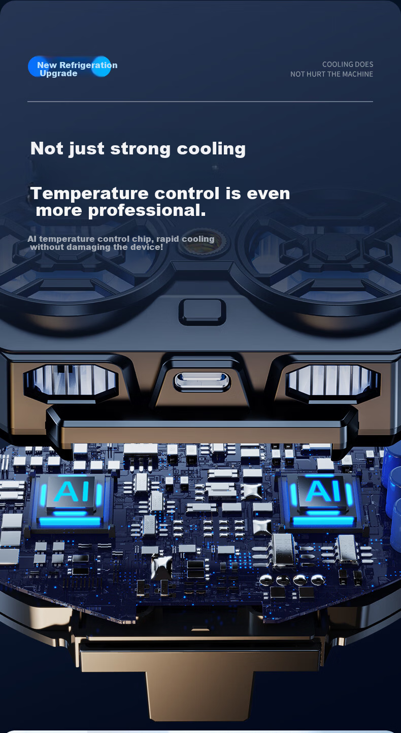 JIAHUACAI Dual-Core Cooling Mobile Phone Cooler Live Streaming Gaming Semiconductor Cooling Clip Silent Fan Ice-Sealed Gaming King PUBG Tool 8