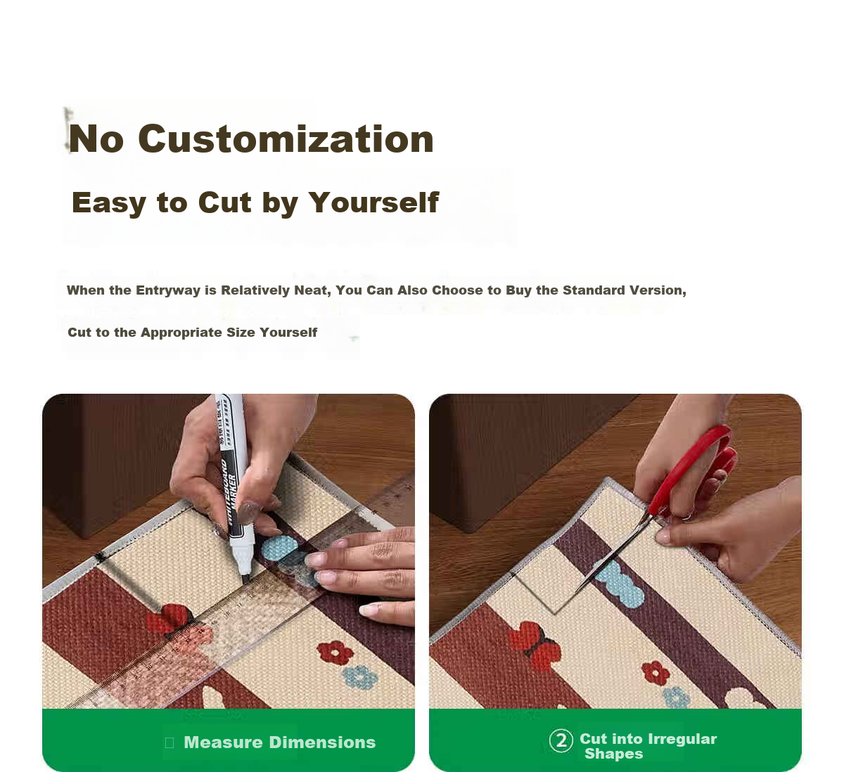 COMICOMI Small Coconut Square Entrance Floor Mat Non-Slip Cuttable Luxury Dust Removal 60*90cm 11