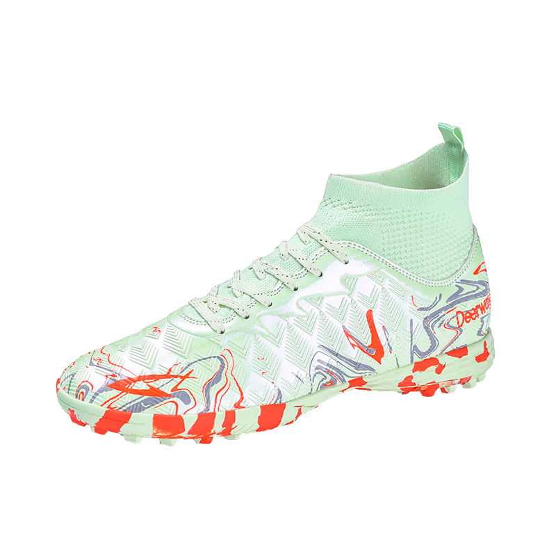 DEERWAY Men's Soccer Shoes TF Turf Studs High Top Training Shoes for Adults and Youth Ages 12-16 Mint Green Size 41