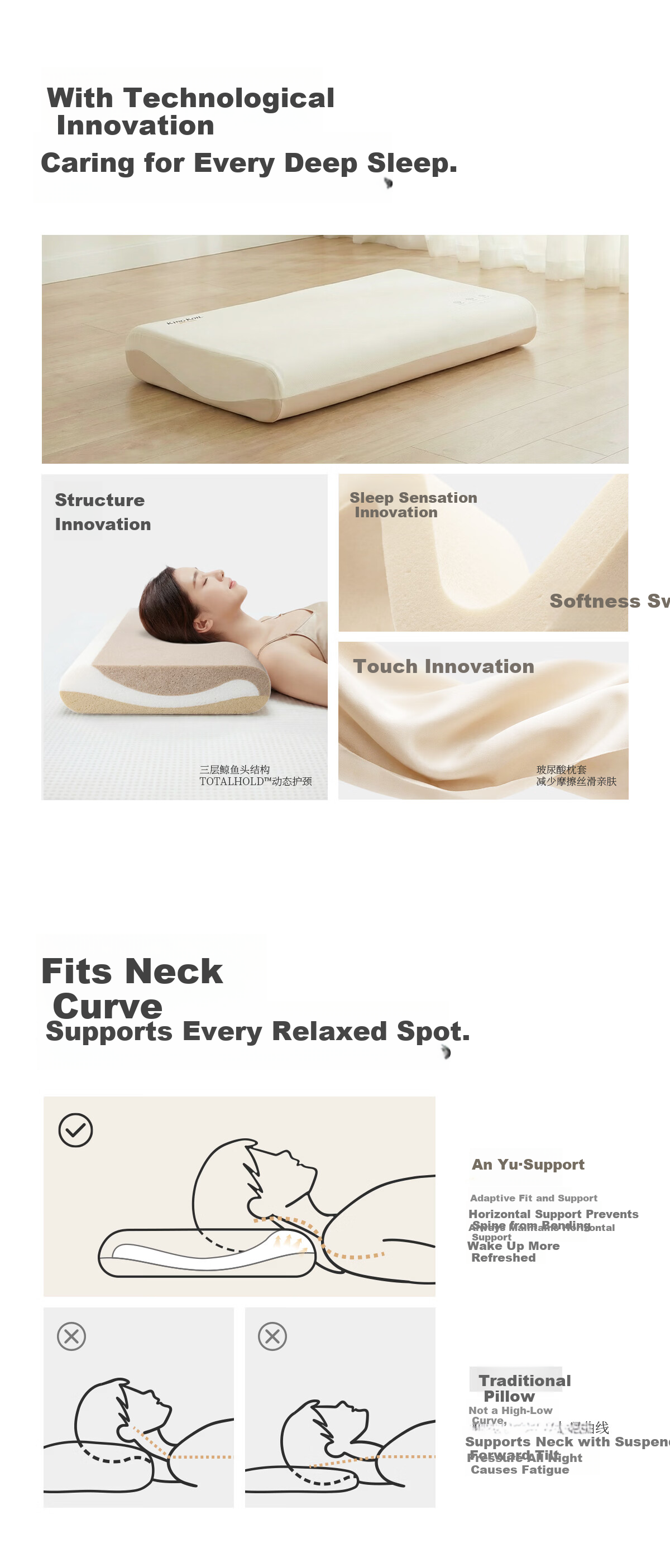 Kingkoil Memory Foam Pillow Hotel Deep Sleep Neck Support Pillow Core Adult Unisex Sleep Aid Single 10CM 2