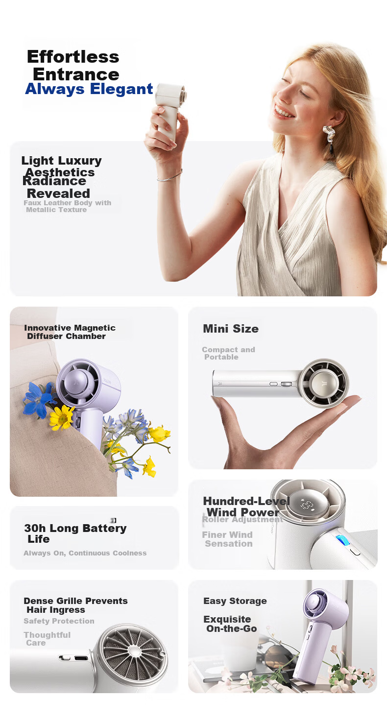 JISULIFE Pro1 Mini Handheld Portable High-Speed Bladeless Turbo Rechargeable Outdoor Fan White 2