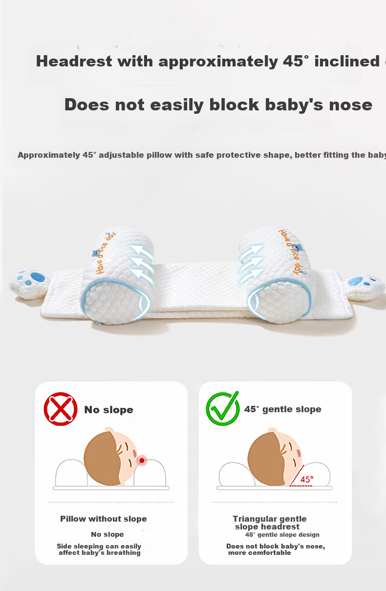 Ipoosi Baby Millet Shaping Pillow 0-6 Months Round Head Sleep Anti-Flat Head Removable Washable Newborn Adjustable Pillow 8